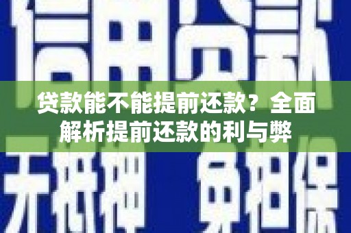 布拖贷款能不能提前还款？全面解析提前还款的利与弊