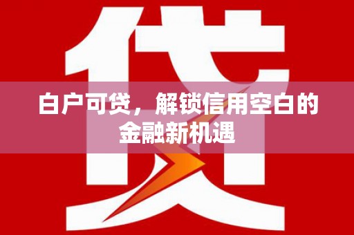 布拖白户可贷，解锁信用空白的金融新机遇