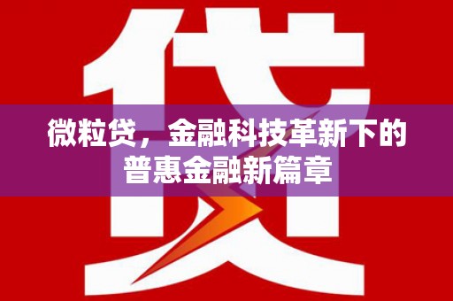 布拖微粒贷，金融科技革新下的普惠金融新篇章